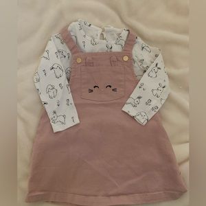 EUC - 2 pc H&M Jumper/overall dress and long-sleeved shirt